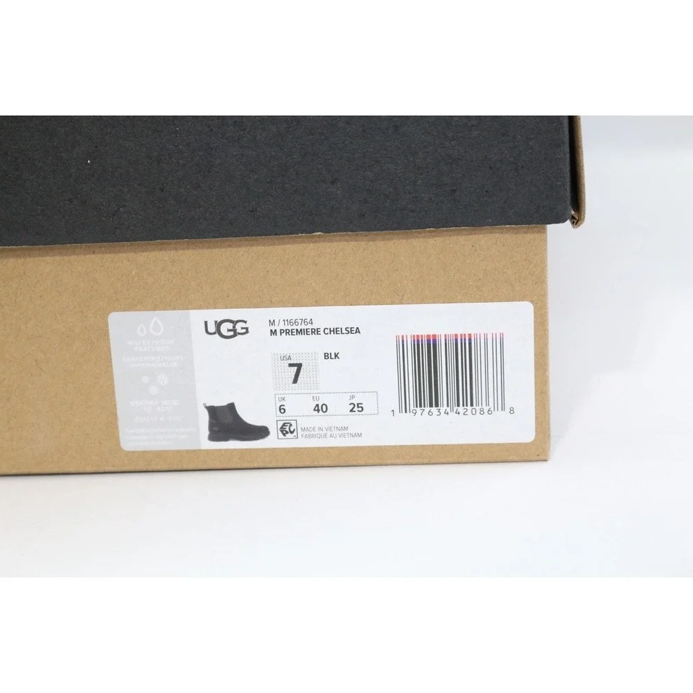 UGG CHELSEA MEN BOOTS LEATHER Black Size 7 / UK 6 / EU 40 / JP 25